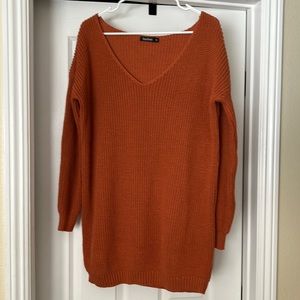 Boohoo off the shoulder oversized tunic sweater
